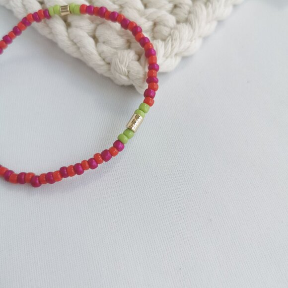 Authentic Roxanne Assoulin Color Therapy Pink Green Beaded Bracelet - Picture 2 of 3